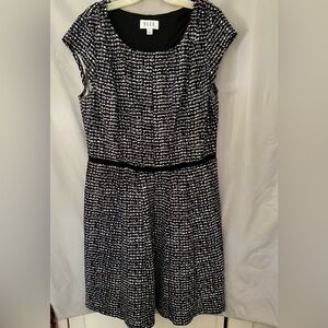Easy slip on dress by Elle, classic black and white design